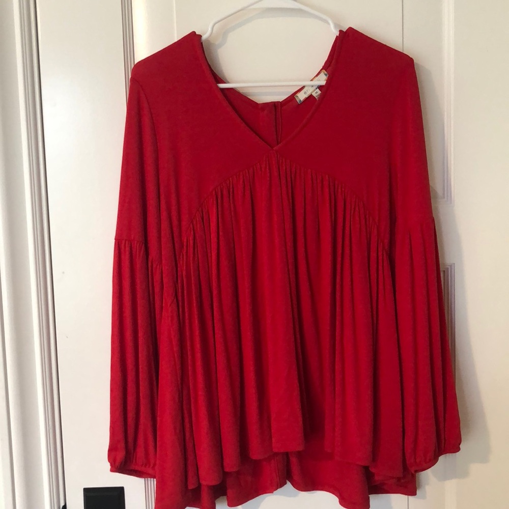Red Blouse w buttons from Anthropologie